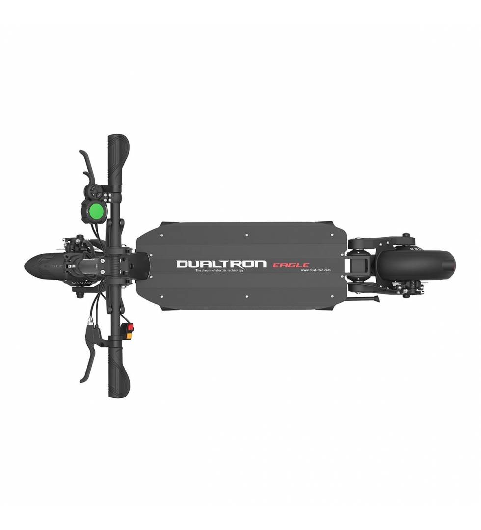 Dualtron Eagle Dualtron Eagle Dualtron Eagle, der Nachfolger des berühmten Dualtron 2 Limited, ist unser Mittelklasse-Elektroroller für die Stadt. Wir haben den Eagle als eine überarbeitete, leistungsstärkere und zuverlässigere Version des DT 2 Limited entwickelt. Der Dualtron Eagle hat alles, was den Erfolg des DT 2 Limited ausmachte, aber auch alles, was ihm fehlte und ihn "unperfekt" machte. Darüber hinaus ist der Dualtron Eagle sogar noch leistungsfähiger mit einer gemessenen Motorspitzenleistung von 3600W, die entweder von einer CN 60V18.2Ah (Lite), einer LG 21700 60V22.4Ah (Pro) oder einer LG 21700 60V24.5Ah (Limited) Batterie geliefert wird! Geschwindigkeit: 75 km/h Reichweite: 70 km