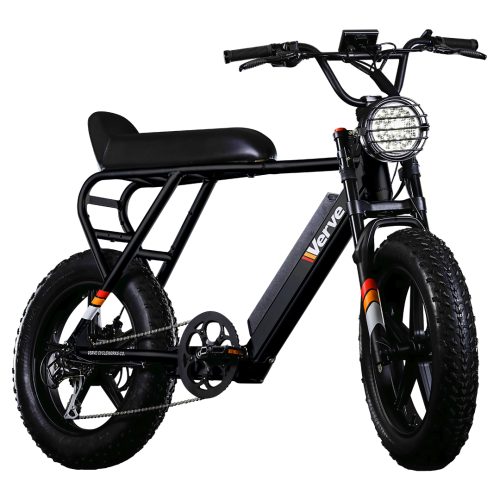 Verve Pantera Mattschwarz Das Verve Pantera in Mattschwarz ist das Prunkstück von Verve und derzeit eines unserer besten Elektro-Fatbikes. Sie fahren mit dem Verve Pantera ohne obligatorische Versicherung (wir empfehlen eine), einen Führerschein und jedes Alter kann dieses Elektrofahrrad fahren. Der herausnehmbare Akku hat eine Reichweite von bis zu 70 Kilometern und eine Geschwindigkeit von 25 km/h. Der Verve Pantera verfügt über eine integrierte Beleuchtung und einen stabilen Sattel für lange Fahrten.