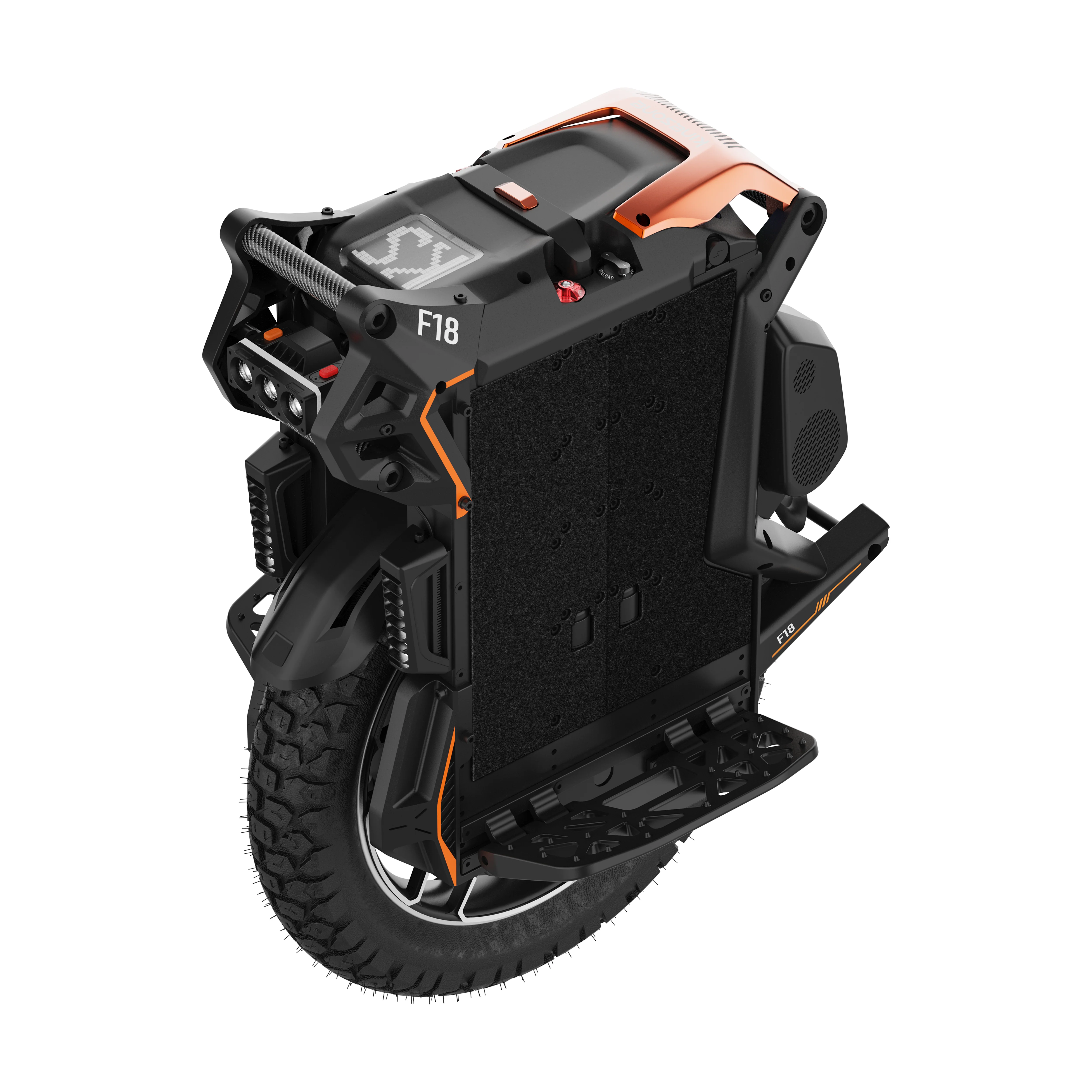 KingSong F18 - (KS-F18) KingSong F18 - (KS-F18) Der KingSong F18 ist ein leistungsstarkes All-Terrain-Elektro-Einrad, das mühelos zwischen Stadtverkehr und Offroad-Abenteuern wechselt. Mit einem Motor von 5.000 W, einer Batterie von 2.664 Wh und einer Steigfähigkeit von bis zu 45° bietet der F18 beeindruckende Leistung auf jedem Untergrund. Dank des fortschrittlichen 4-Punkt-Federungssystems mit 100 mm Federweg und verstellbaren Pedalen bietet er außergewöhnlichen Komfort und Kontrolle. Der starke Nabenmotor sorgt für sanfte Beschleunigung und Stabilität, während das robuste Gehäuse auch intensiver Nutzung standhält. Der KingSong F18 ist mit modernen Funktionen wie intelligenter Batterieverwaltung, verbesserter Kühlung und Apple Find My-Integration für zusätzlichen Diebstahlschutz ausgestattet. Mit einer Reichweite von bis zu 150 km und einer hohen Endgeschwindigkeit ist er ideal für Fahrer, die weiter und schneller fahren wollen.