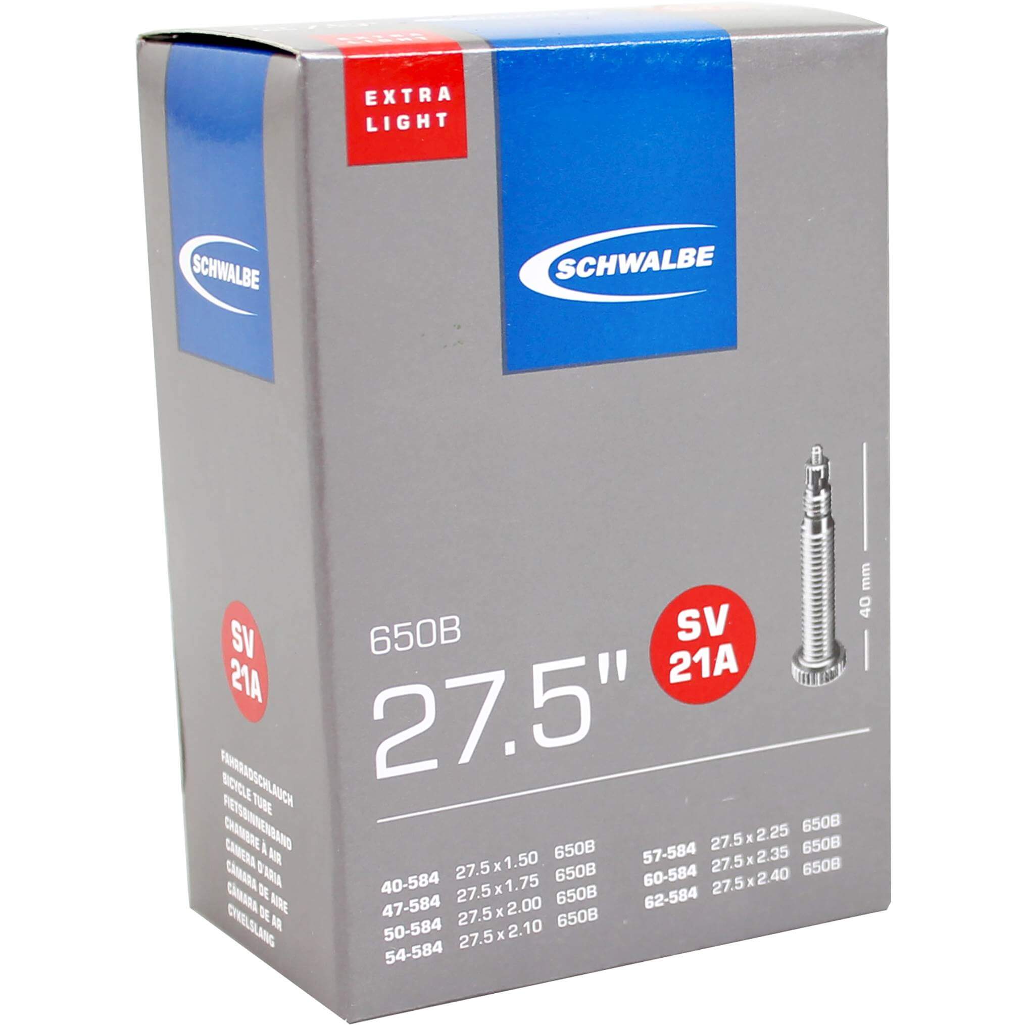 Schwalbe BNB SV21A Extra Light 27.5 x 1.50 - 2.40 FV 40mm Schwalbe BNB SV21A Extra Light 27.5 x 1.50 - 2.40 FV 40mm