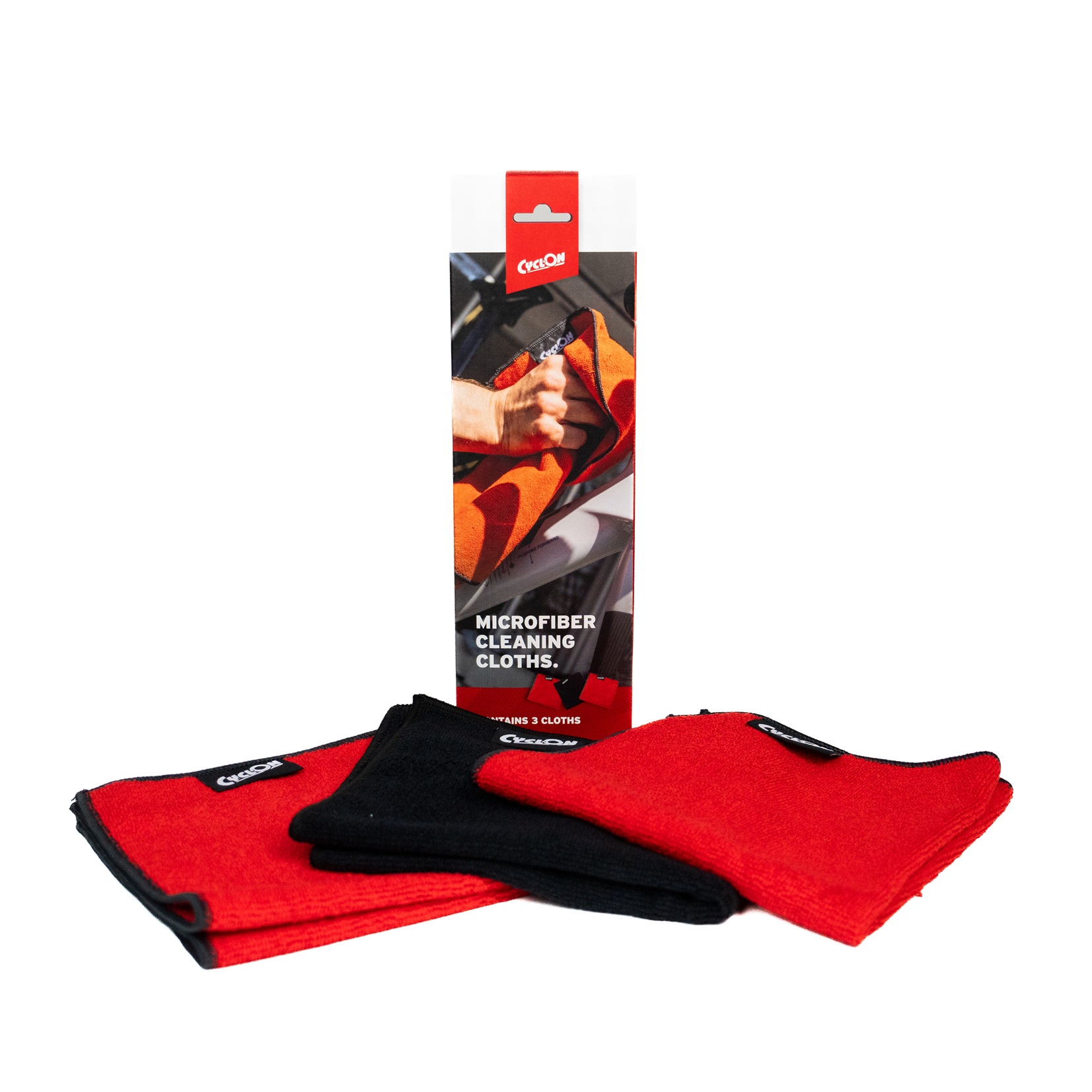 CyclOn Microfiber Cleaning Cloth Set 2 Red 1 Black CyclOn Microfiber Cleaning Cloth Set 2 Red 1 Black