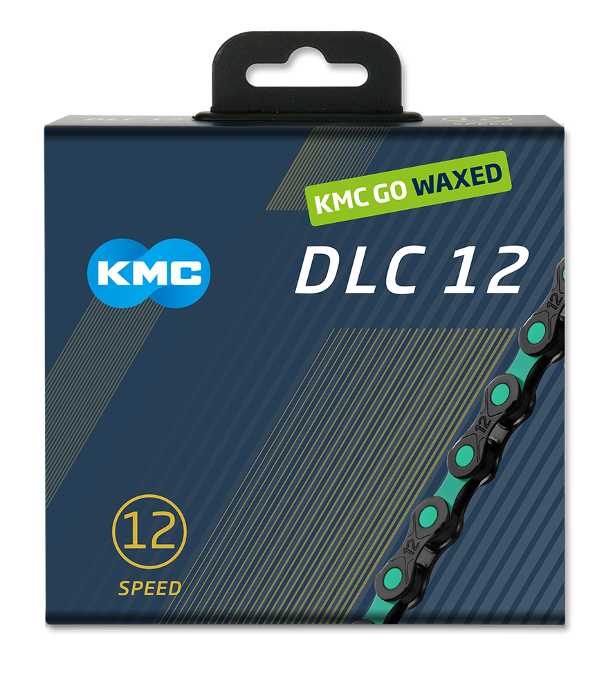 KMC Chain DLC12 Black/Celeste 126s Waxed KMC Chain DLC12 Black/Celeste 126s Waxed