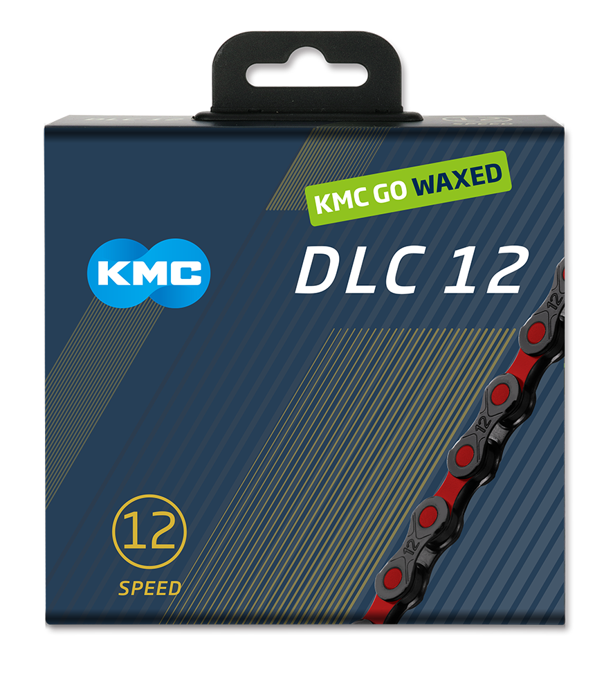 KMC Chain DLC12 Black Red 126 Links Waxed KMC Chain DLC12 Black Red 126 Links Waxed
