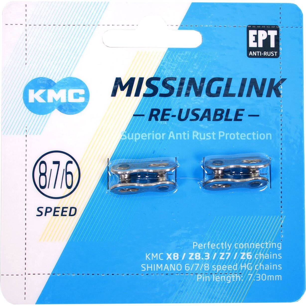 KMC MissingLink 7/8R EPT Silver 7.3mm On Card (2) KMC MissingLink 7/8R EPT Silver 7.3mm On Card (2)