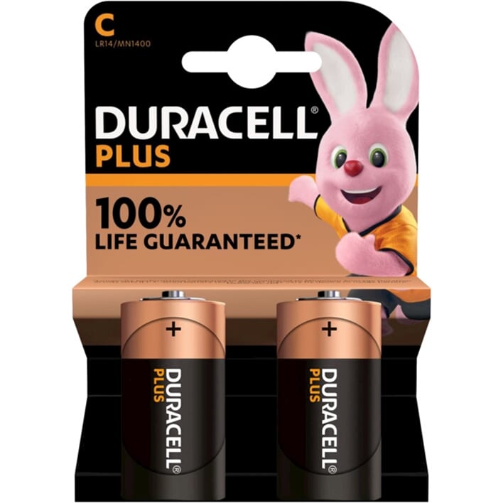 Duracell Battery Plus 100% Extra Life MN1400/LR14/C BP2