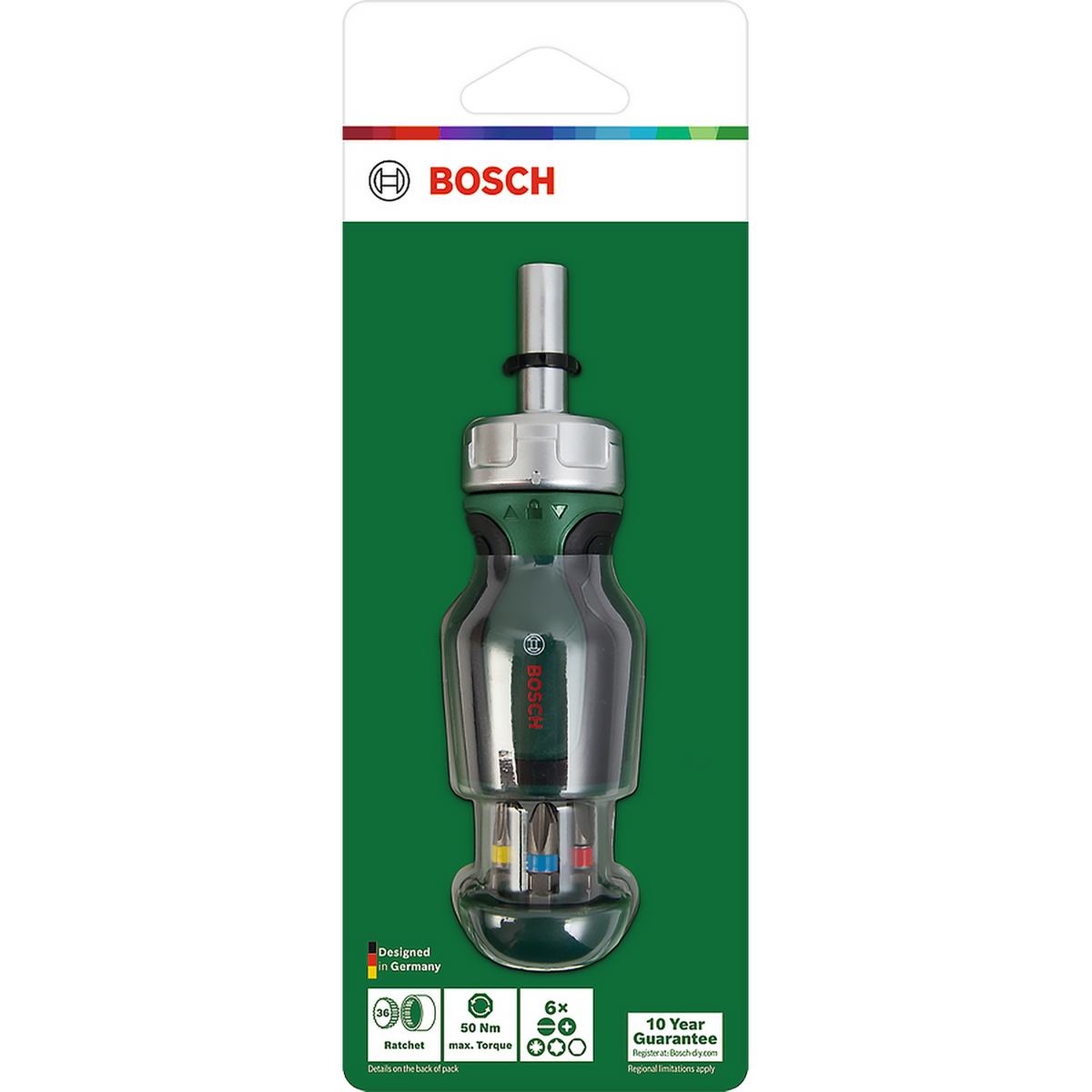 Kompakter Ratschen-Schraubendreher mit 6 Bits